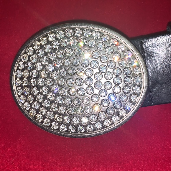 Fossil leather rhinestone buckle belt - Picture 2 of 7